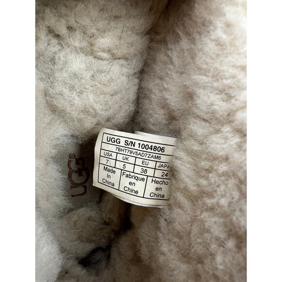 UGG Slippers Women’s 7 Chestnut Shearling Suede Leather Moccasin Indoor Outdoor - Picture 9 of 14